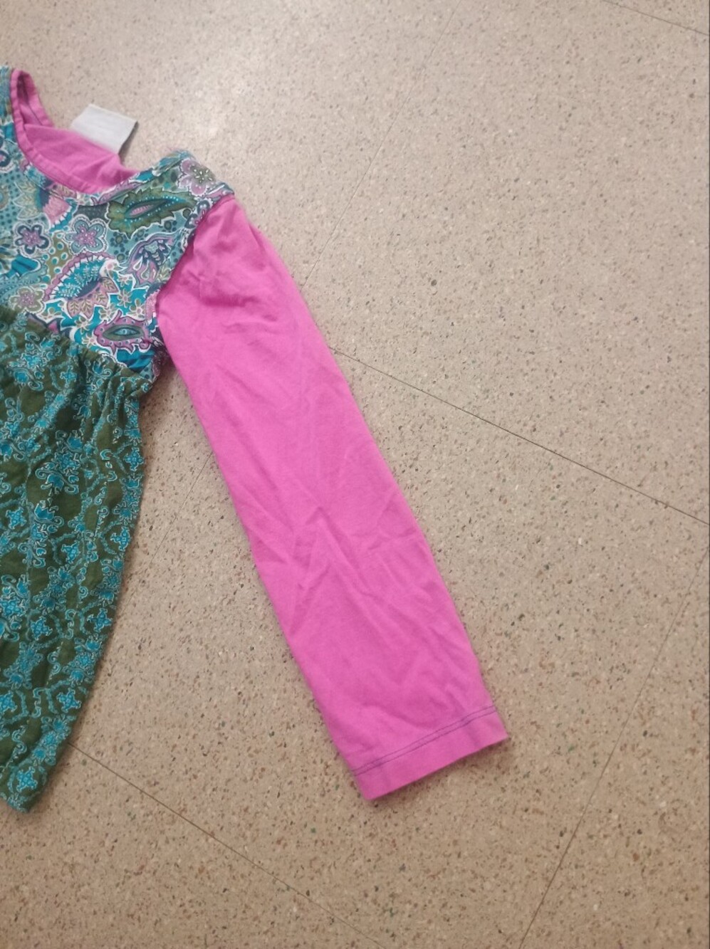 Flit & Flitter Girl Long Sleeve Pink Teal Paisley Floral boho Colorful Tunic Top - Picture 8 of 11